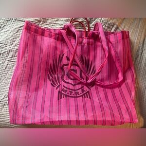 Consuela Mercado Market Mesh Tote Bag Purse Pool Beach Stripe Pink Austin Texas